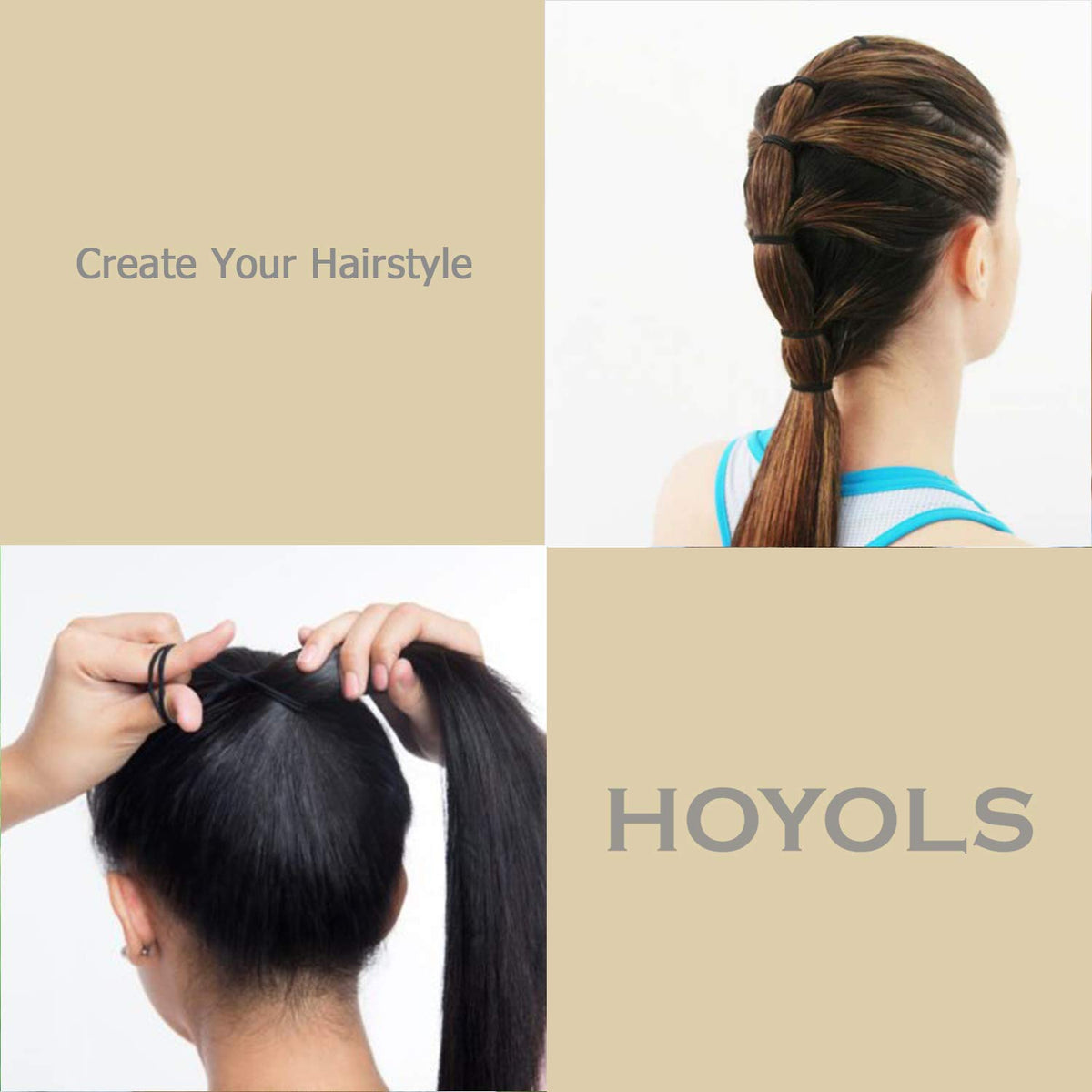 Élastiques à cheveux HOYOLS dans un conteneur plastique transparent