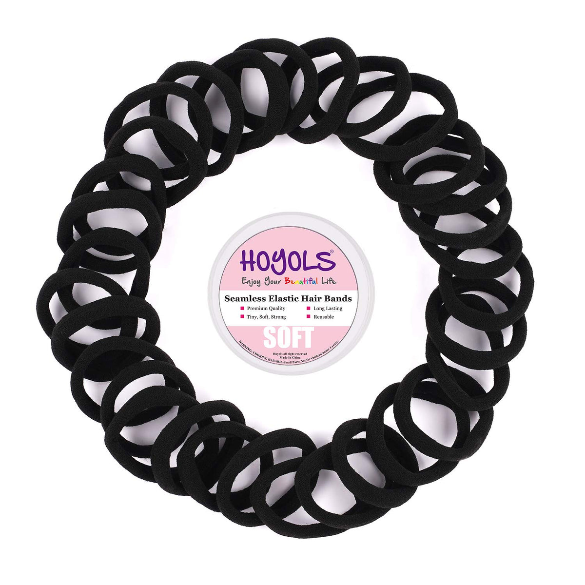 Élastiques à cheveux HOYOLS montrant leur extensibilité
