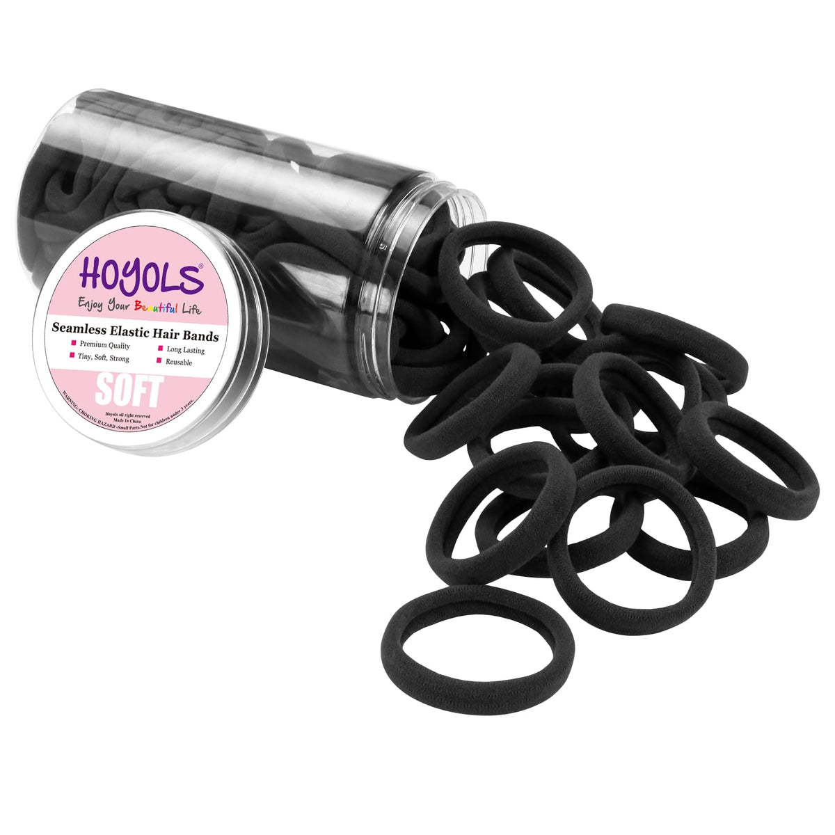 Élastiques à cheveux HOYOLS noirs, paquet de 100 pièces