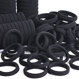 Élastiques à cheveux J-MEE 100PCS en coton noir, vue avant