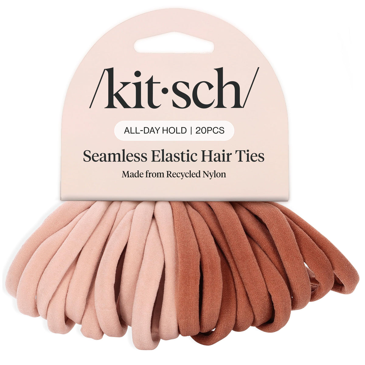 Élastiques à cheveux Kitsch 20pcs couleur rose dans un emballage