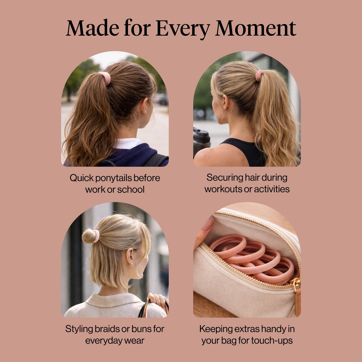 Élastiques à cheveux Kitsch à côté d'autres accessoires de beauté