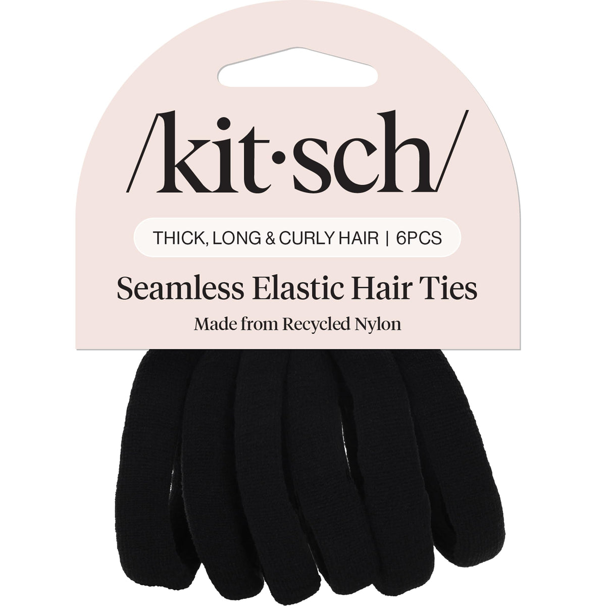 Élastiques à cheveux Kitsch noirs en nylon, paquet de 6