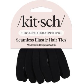Élastiques à cheveux Kitsch noirs en nylon, paquet de 6