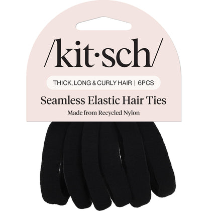 Élastiques à cheveux Kitsch noirs en nylon, paquet de 6