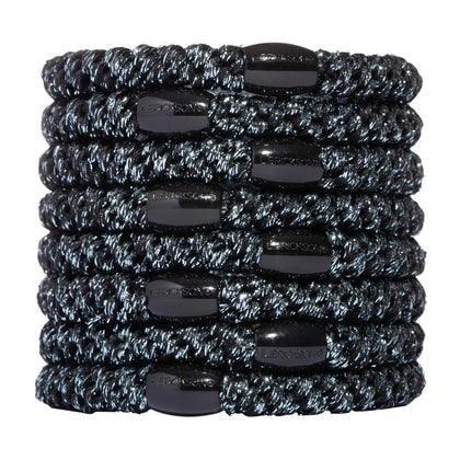 Élastiques à cheveux L. Erickson graphite et noir, paquet de 8 pièces