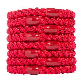 Élastiques à cheveux L. Erickson rouge, vue de face