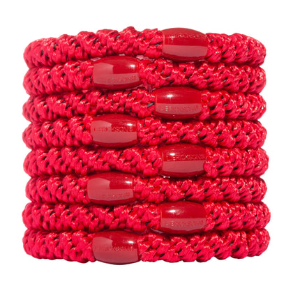 Élastiques à cheveux L. Erickson rouge, vue de face