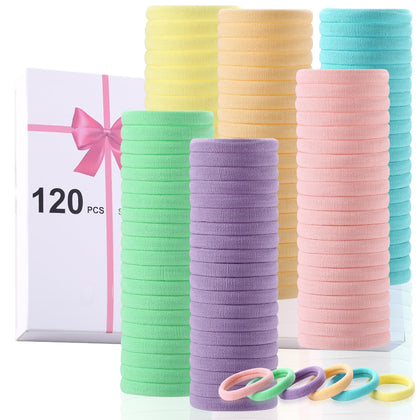 Élastiques à cheveux LuSeren 120 pcs, couleur claire, vue de face