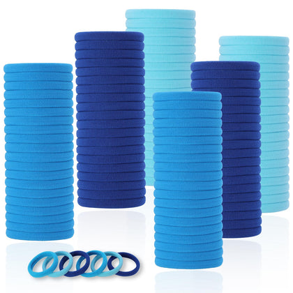 Élastiques à cheveux LuSeren 120 pcs en bleu avec packaging élégant
