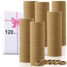 Élastiques à cheveux LuSeren 120 pcs marron clair, présentation avant