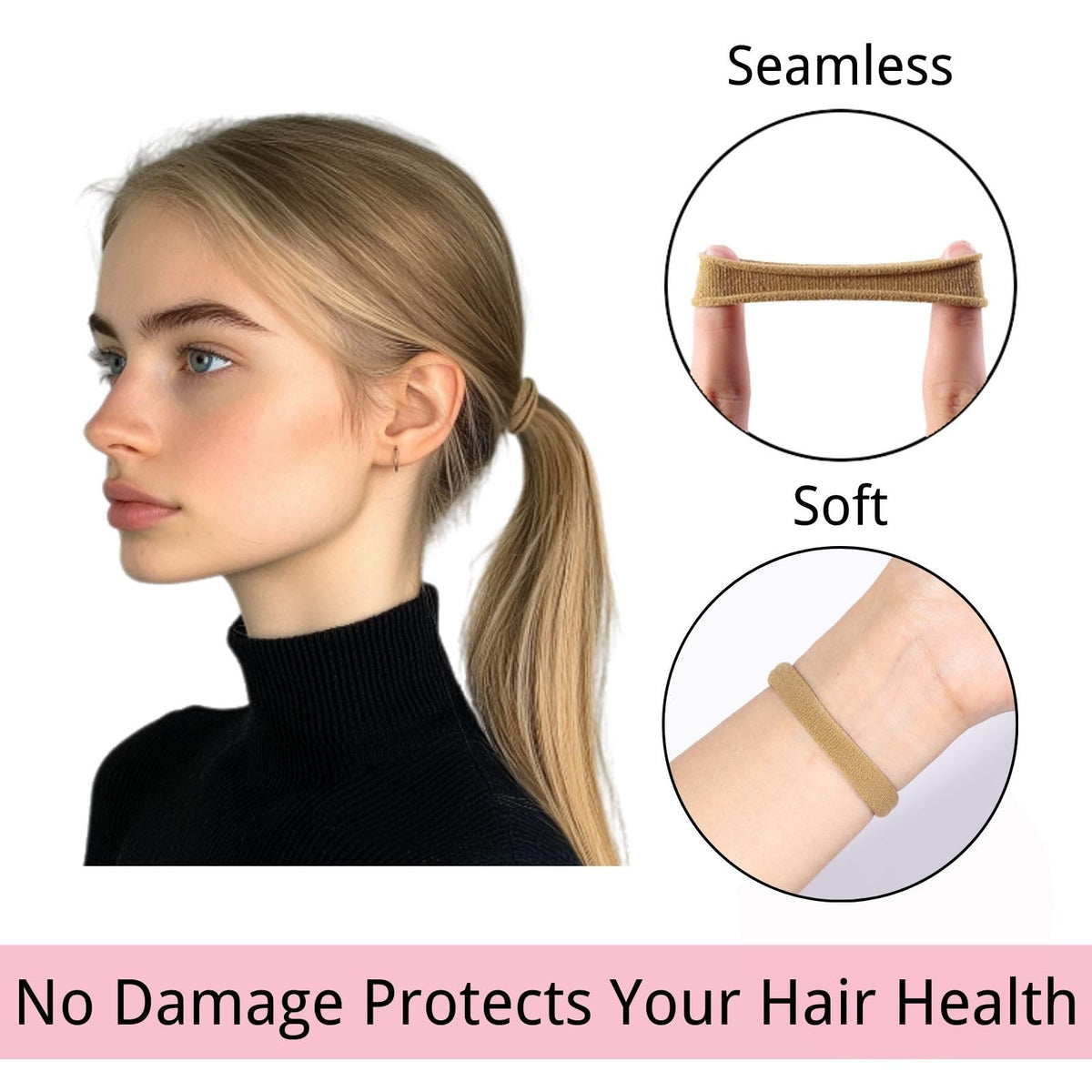 Élastiques à cheveux LuSeren en usage quotidien avec un chignon élégant