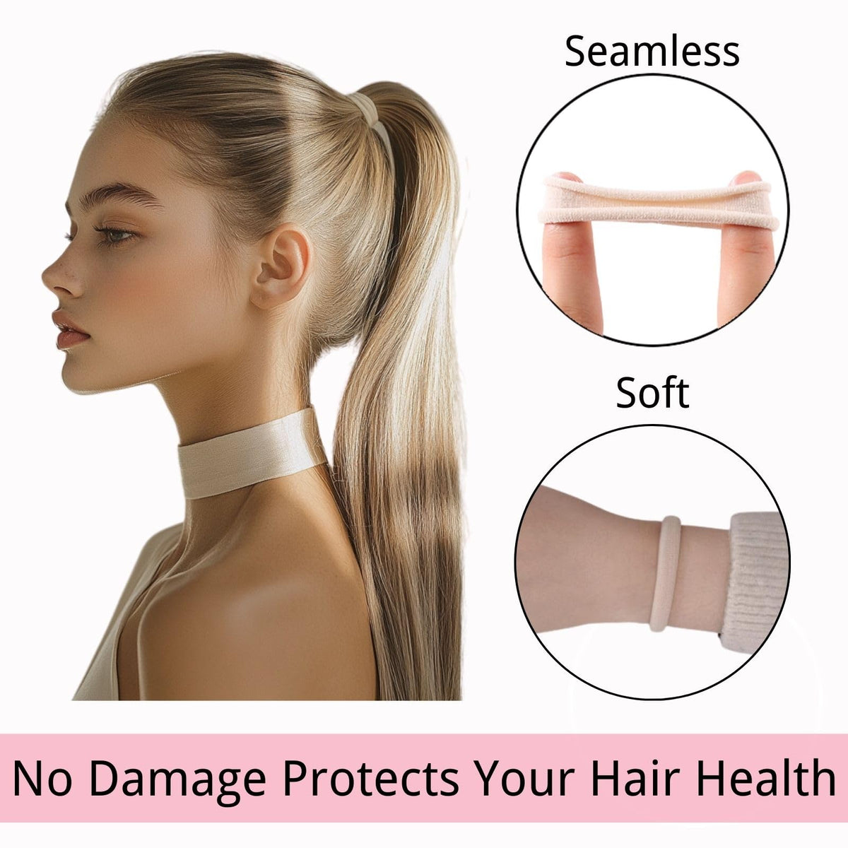 Élastiques à cheveux LuSeren, mise en situation avec cheveux attachés