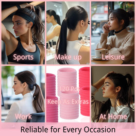 Élastiques à cheveux LuSeren sur une table, couleur rose