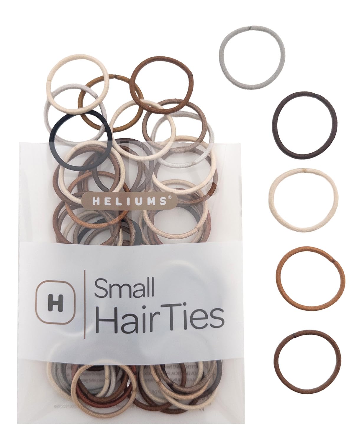 Élastiques à cheveux mini Heliums en mélange neutre, vue de dessus