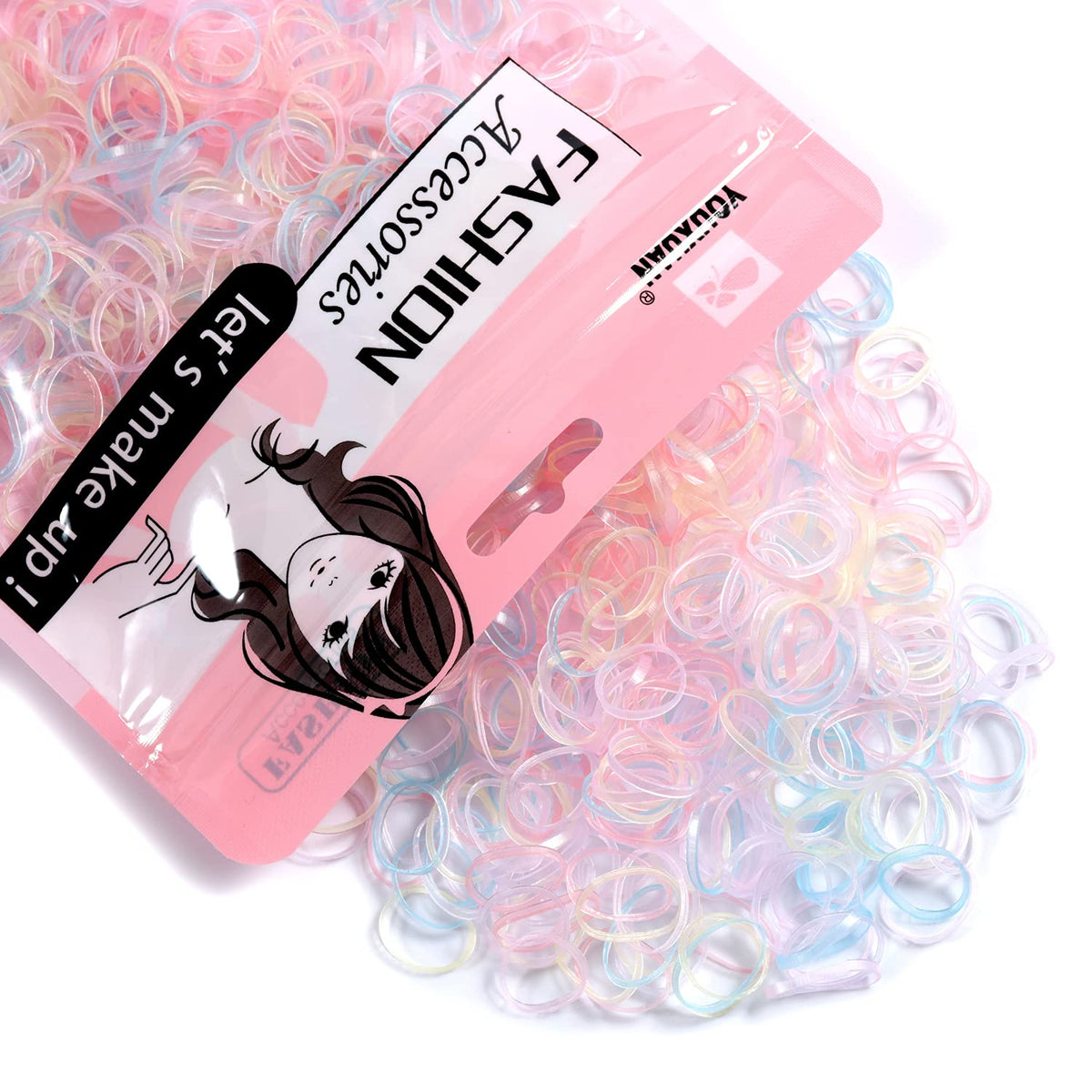 Élastiques à cheveux mini YOUXUAN 1000 PCS multicolores en vue de face