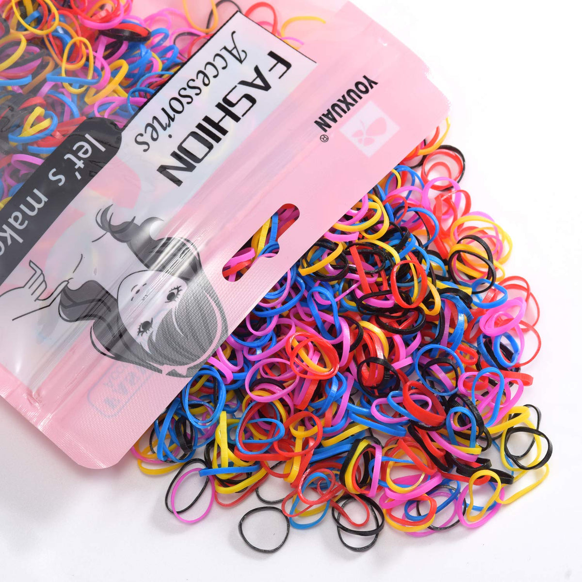 Élastiques à cheveux mini YOUXUAN colorés, emballage avant