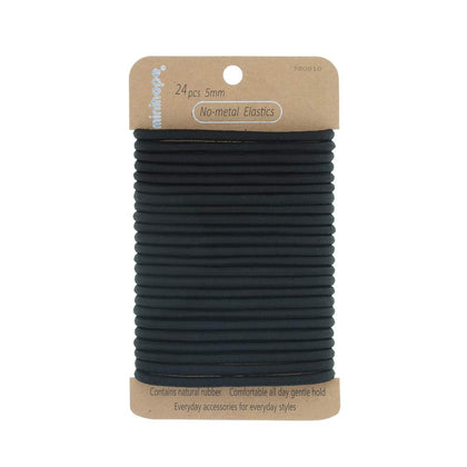 Élastiques à cheveux no-métal minihope, 24 pièces en noir