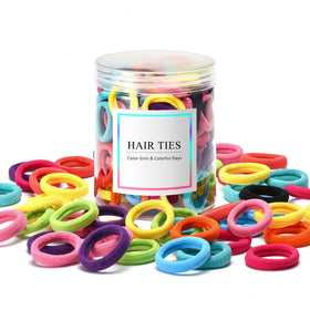 Élastiques à cheveux Omszte 0,85 pouce en couleurs variées dans un petit pot