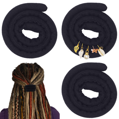 Élastiques à cheveux spirale noir pour dreadlocks, vue de face