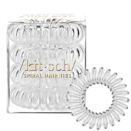 Élastiques à cheveux spirales Kitsch transparents, paquet de 4 pièces
