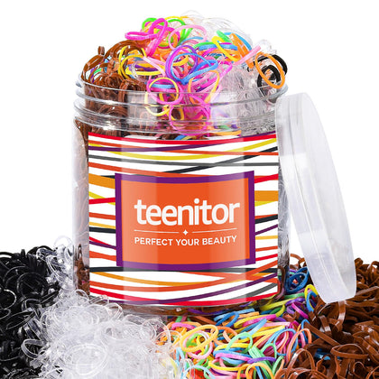 Élastiques à cheveux Teenitor, paquet de 2000 pièces, couleur noire et transparente