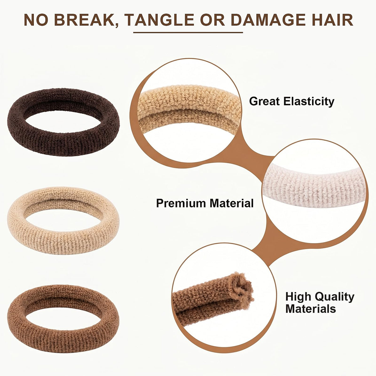 Élastiques à cheveux TVINLIK montrant leur élasticité