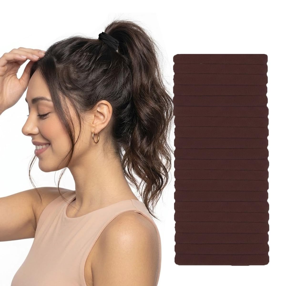 Élastiques à cheveux Vrose Flosi 20pcs marron vue de face