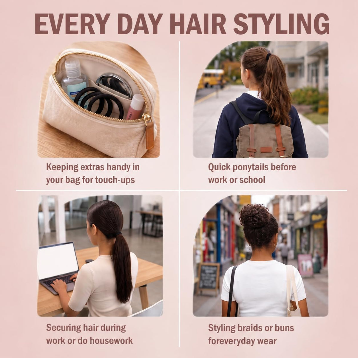 Élastiques à cheveux Vrose Flosi dans une trousse de maquillage