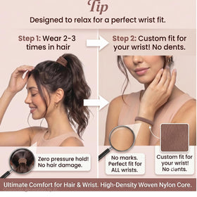 Élastiques à cheveux Vrose Flosi en utilisation avec un chignon