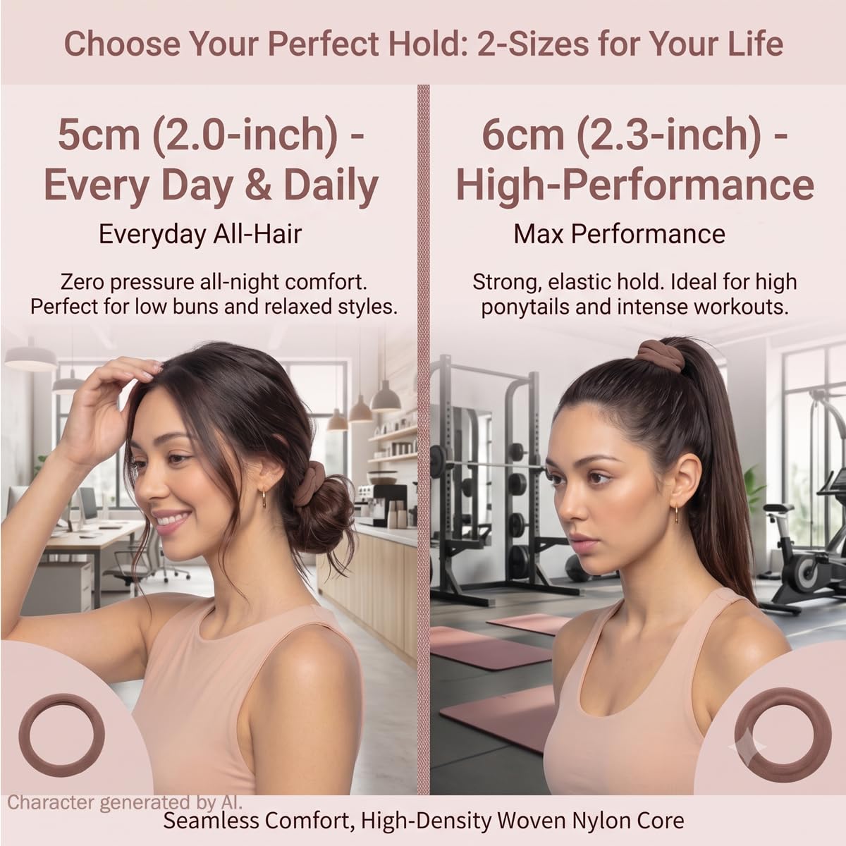 Élastiques à cheveux Vrose Flosi montrant la texture douce
