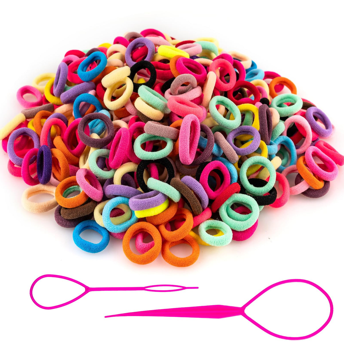 Élastiques à cheveux ZHEWTOEN, 420 pièces multicolores en coton
