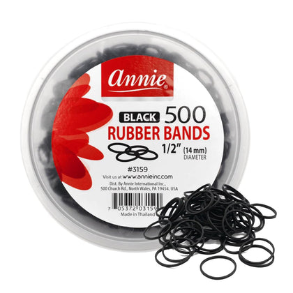 Élastiques cheveux Annie 14mm noirs, pack de 500