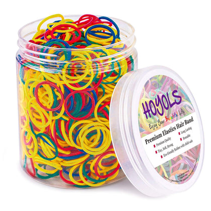 Élastiques HOYOLS multicolores dans un contenant transparent