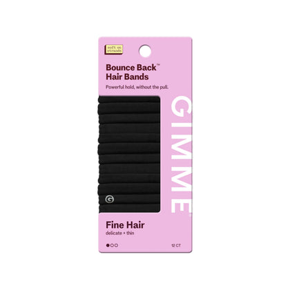 Élastiques pour cheveux fins GIMME, pack de 12 bandes noires