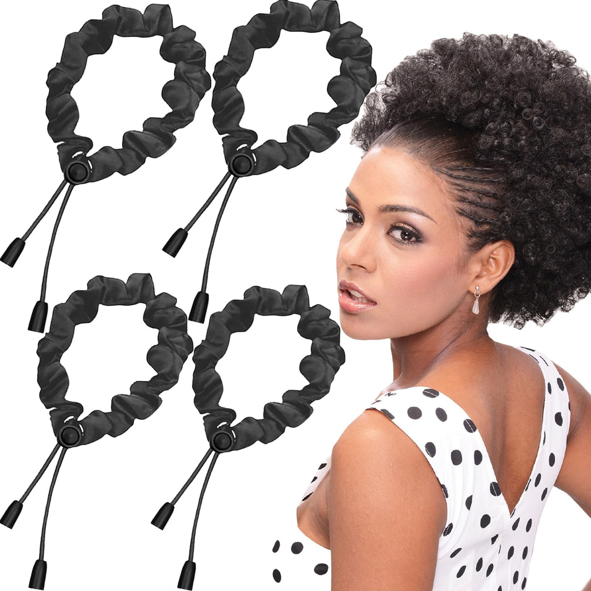 Élastiques satin ajustables Bswox, 4 pièces, noir et marron
