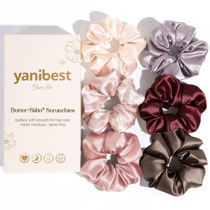 Élastiques satinés YANIBEST multicolores, présentation dans une boîte élégante