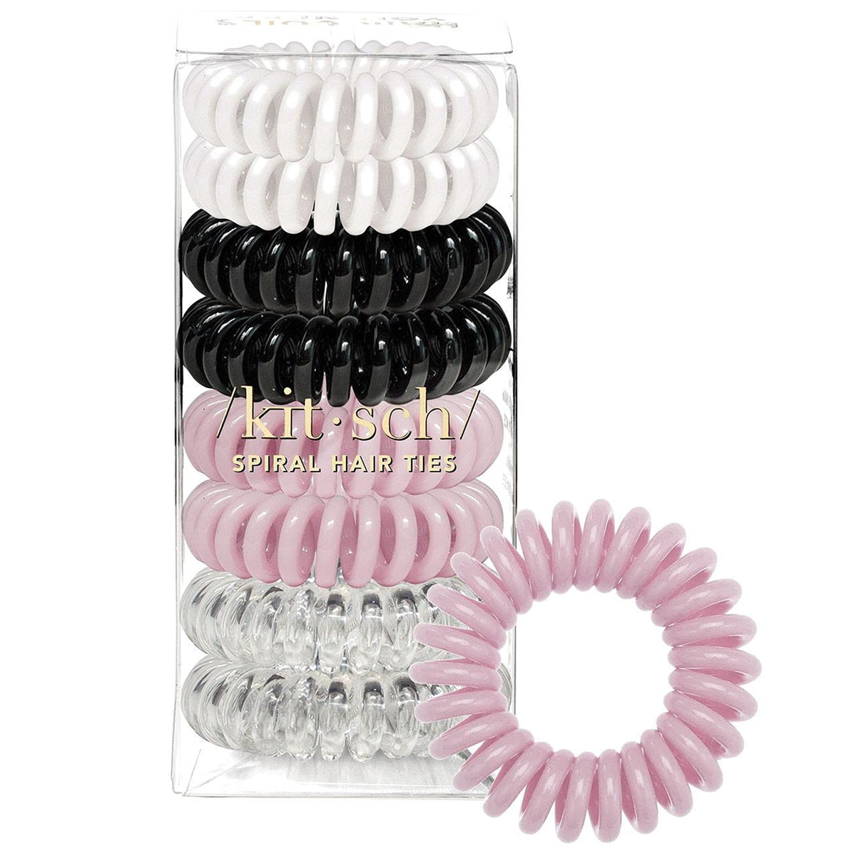 Élastiques spirales Kitsch en pack de 8, couleurs variées