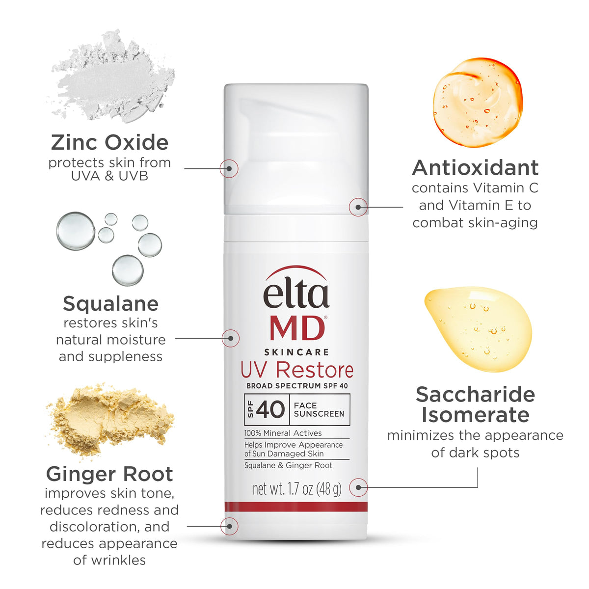 Éléments de la routine de soins avec crème solaire EltaMD