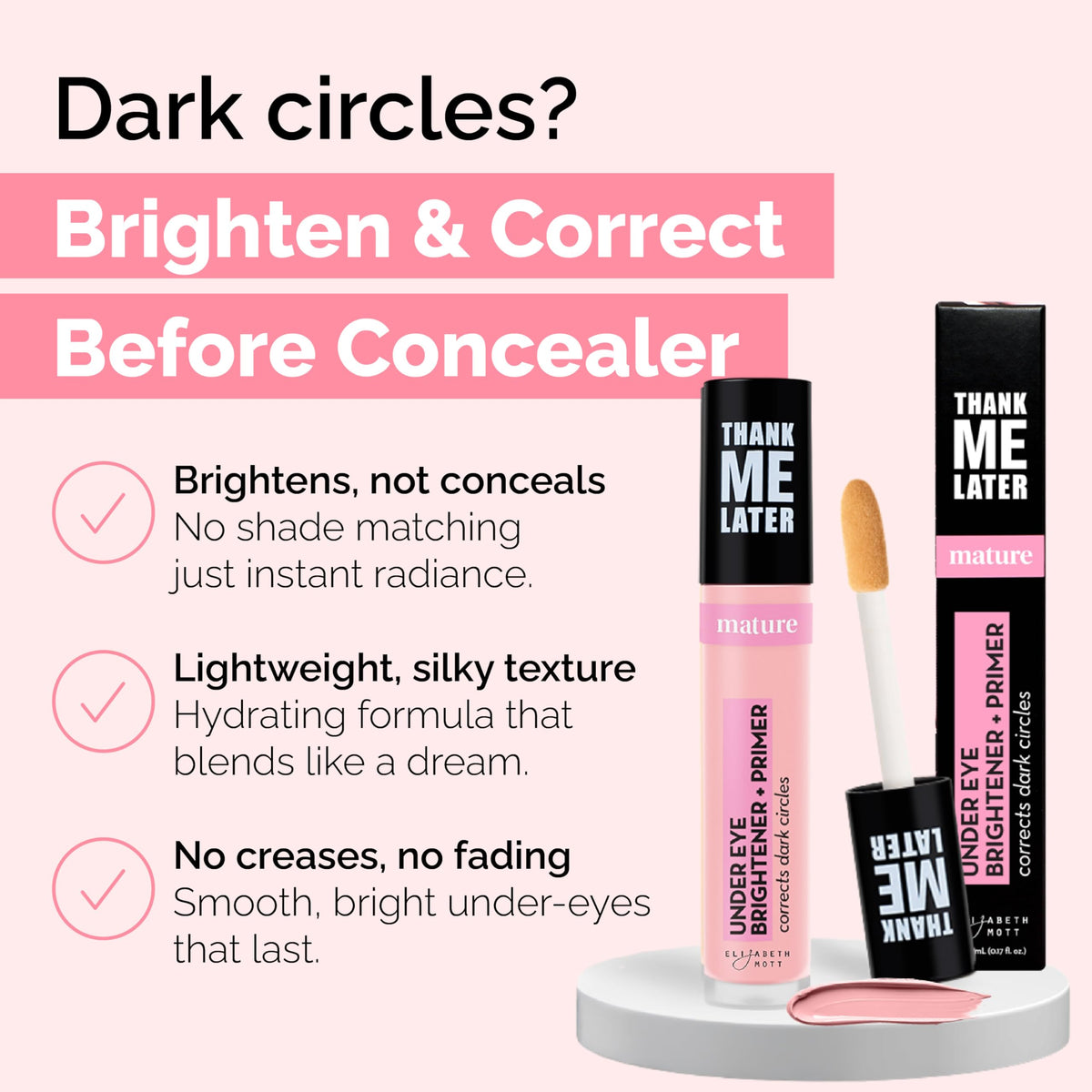 Elizabeth Mott Brightener Base pour les Yeux 5ml, texture crémeuse sur la main