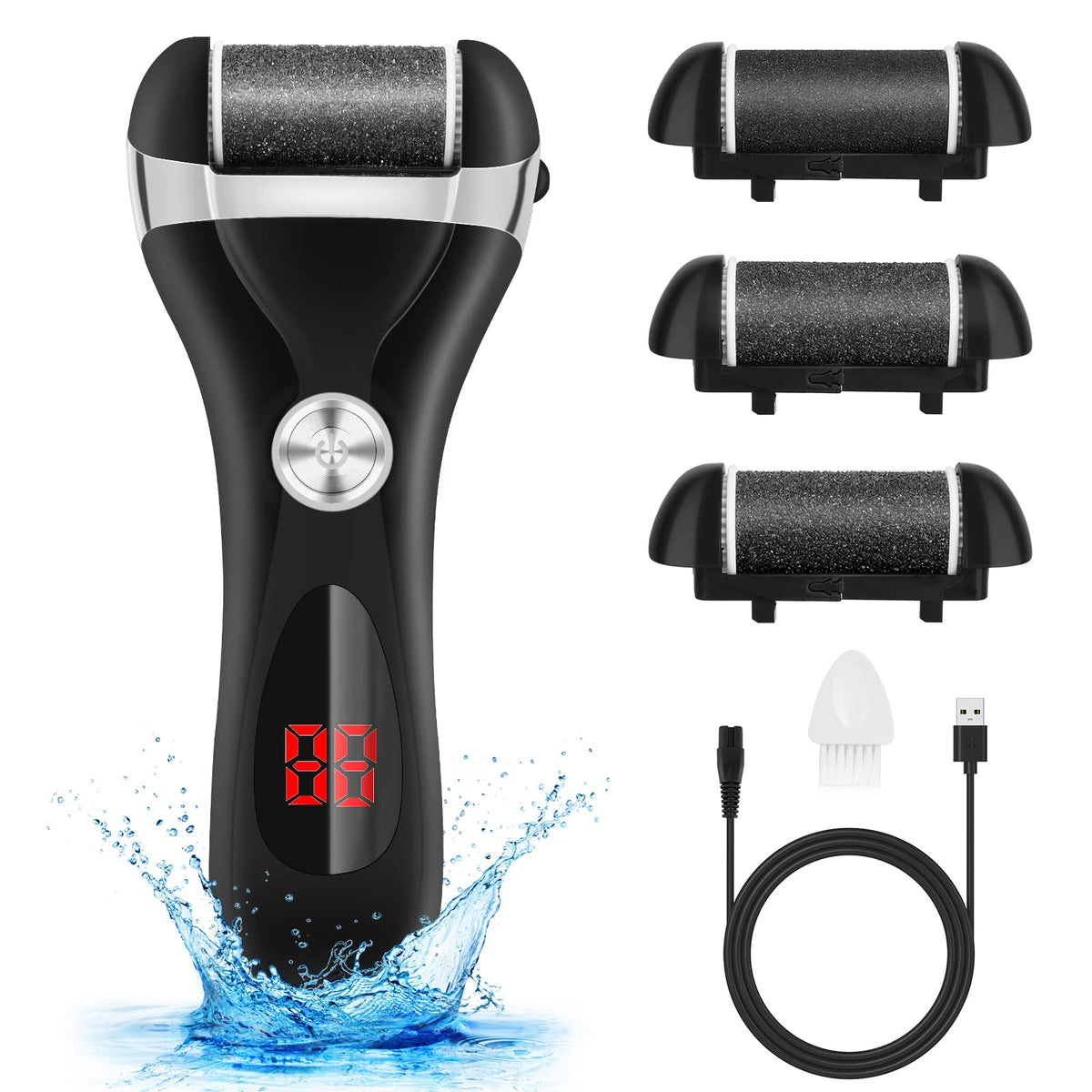 Elmchee Râpe Électrique pour Pieds vue de face avec trois têtes de meulage