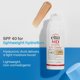 EltaMD Crème Solaire Tannante Visage SPF 40 texture sur main