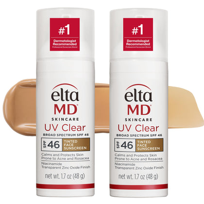EltaMD Crème Solaire Visage Teintée SPF 46 avant, bouteille de 1,7 oz