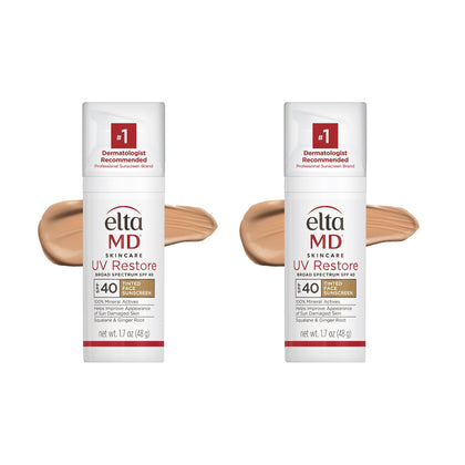 EltaMD UV Restore Crème Solaire Teintée SPF 40 2PK avant et arrière