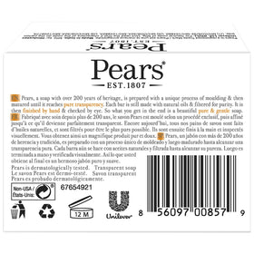 Emballage de 12 barres de savon Pears transparent ambre