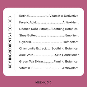 Emballage de la Crème Medix 5.5 au Rétinol et Acide Hyaluronique