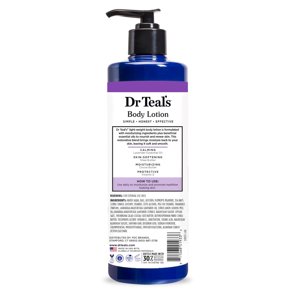 Emballage de la lotion corporelle Dr Teal's à la lavande