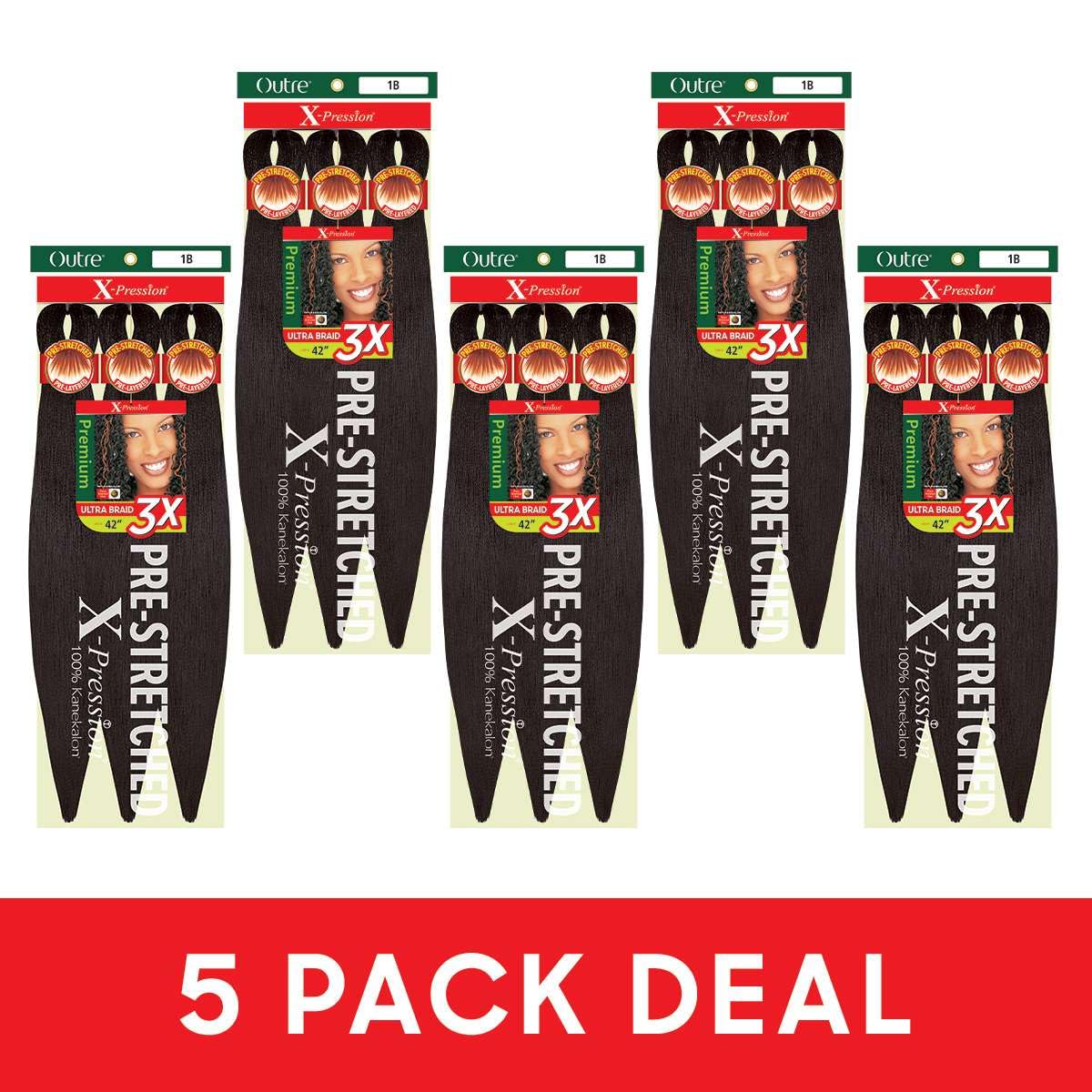 Emballage de la tresse Outre X-Pression 42" 3X pré-étirée 5 pack