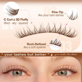 Emballage des cils à franges marron Mavphnee 10MM