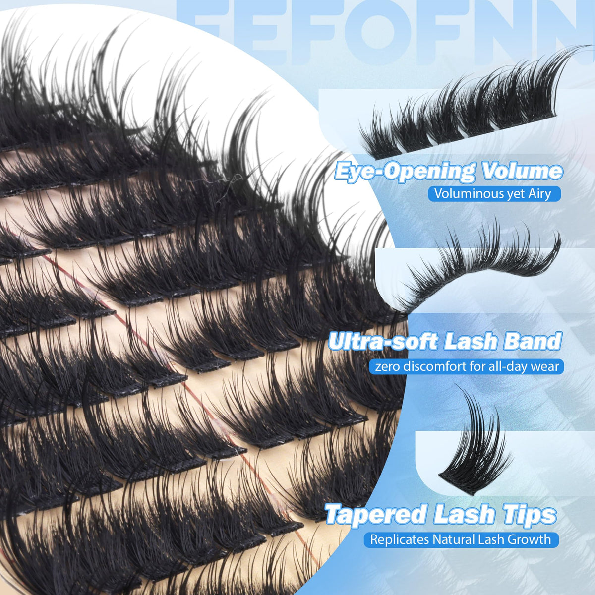 Emballage des cils cluster Eefofnn avec instructions d'application